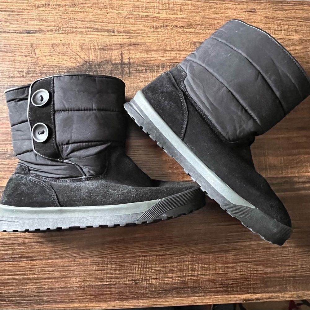 Lands' End Black Suede and Nylon Short Boots Style 394102 Size 8.5B
